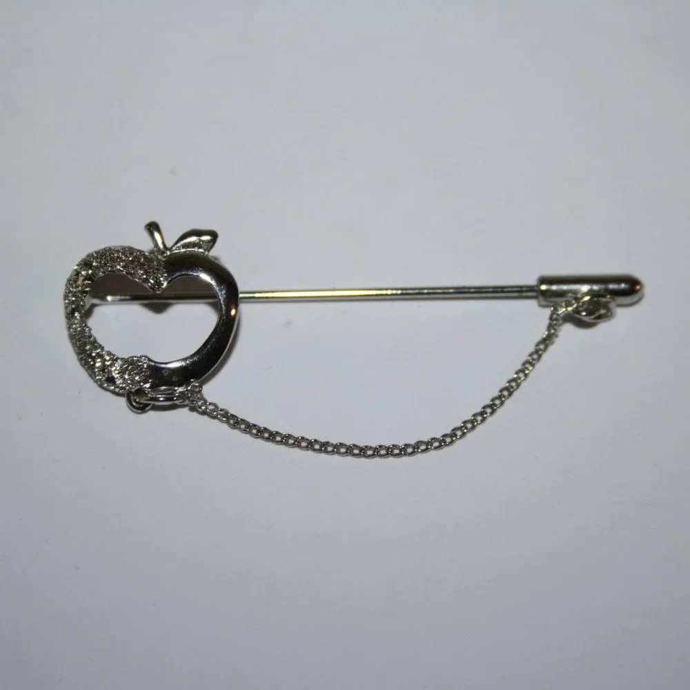 Vintage silver apple stick pin 2